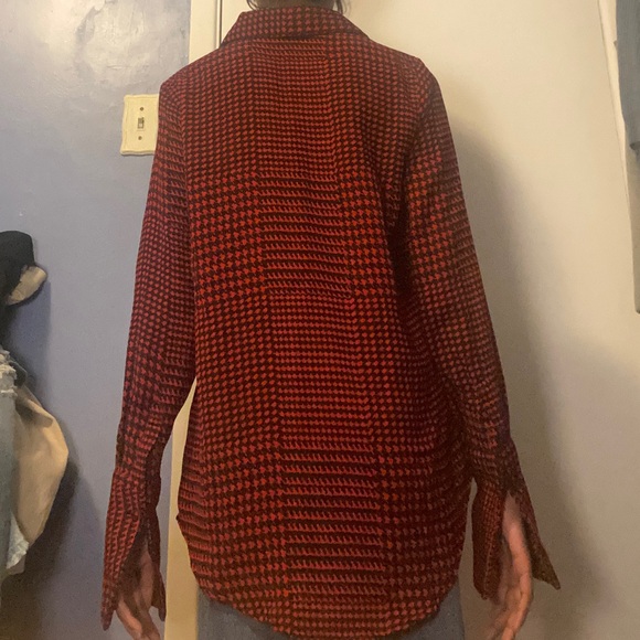 Red and Black Houndstooth Women’s Button Down - Picture 4 of 5